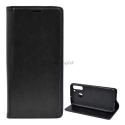   Tok álló, bőr hatású (FLIP, oldalra nyíló, asztali tartó funkció) FEKETE Samsung Galaxy A21 (SM-A210F)