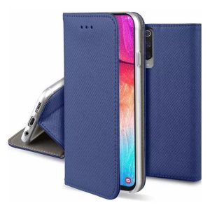 Tok álló, bőr hatású (FLIP, oldalra nyíló, asztali tartó funkció, rombusz minta) SÖTÉTKÉK Xiaomi Redmi 9