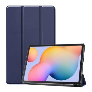 Tok álló, bőr hatású (FLIP, oldalra nyíló, TRIFOLD, asztali tartó) SÖTÉTKÉK Samsung Galaxy Tab S6 Lite 10.4 WIFI (SM-P610) 2020, Samsung Galaxy Tab S6 Lite 10.4 LTE (SM-P615) 2020, Samsung Galaxy Tab S6 Lite 10.4 WIFI (SM-P613) 2022, Samsung Gala