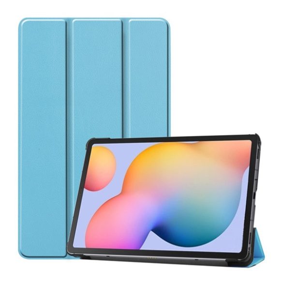 Tok álló, bőr hatású (FLIP, oldalra nyíló, TRIFOLD, asztali tartó) VILÁGOSKÉK Samsung Galaxy Tab S6 Lite 10.4 WIFI (SM-P610) 2020, Samsung Galaxy Tab S6 Lite 10.4 LTE (SM-P615) 2020, Samsung Galaxy Tab S6 Lite 10.4 WIFI (SM-P613) 2022, Samsung Gala