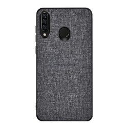   Műanyag telefonvédő (közepesen ütésálló, szilikon keret, textil hátlap) SZÜRKE Huawei Y6p