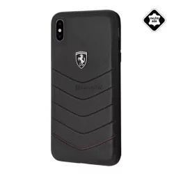   CG MOBILE Ferrari Scuderia műanyag telefonvédő (valódi bőr hátlap) FEKETE Apple iPhone XS Max 6.5