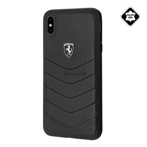 CG MOBILE Ferrari Scuderia műanyag telefonvédő (valódi bőr hátlap) FEKETE Apple iPhone XS Max 6.5