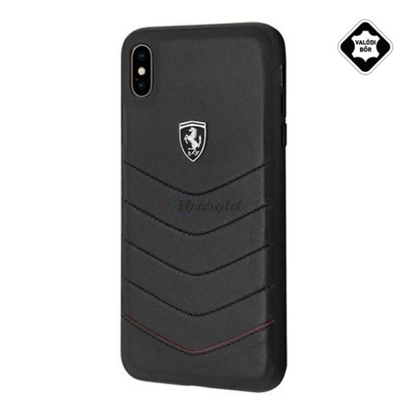 CG MOBILE Ferrari Scuderia műanyag telefonvédő (valódi bőr hátlap) FEKETE Apple iPhone XS Max 6.5