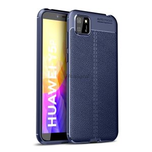 Szilikon telefonvédő (közepesen ütésálló, bőr hatású, varrás minta) SÖTÉTKÉK Huawei Y5p, Honor 9S