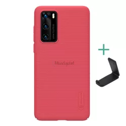   NILLKIN SUPER FROSTED műanyag telefonvédő (gumírozott, érdes felület + asztali tartó) PIROS Huawei P40