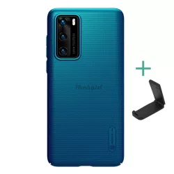   NILLKIN SUPER FROSTED műanyag telefonvédő (gumírozott, érdes felület + asztali tartó) SÖTÉTKÉK Huawei P40