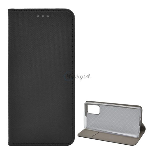 Tok álló, bőr hatású (FLIP, oldalra nyíló, asztali tartó funkció, rombusz minta) FEKETE Samsung Galaxy Note 20 (SM-N980F), Samsung Galaxy Note 20 5G (SM-N981F)