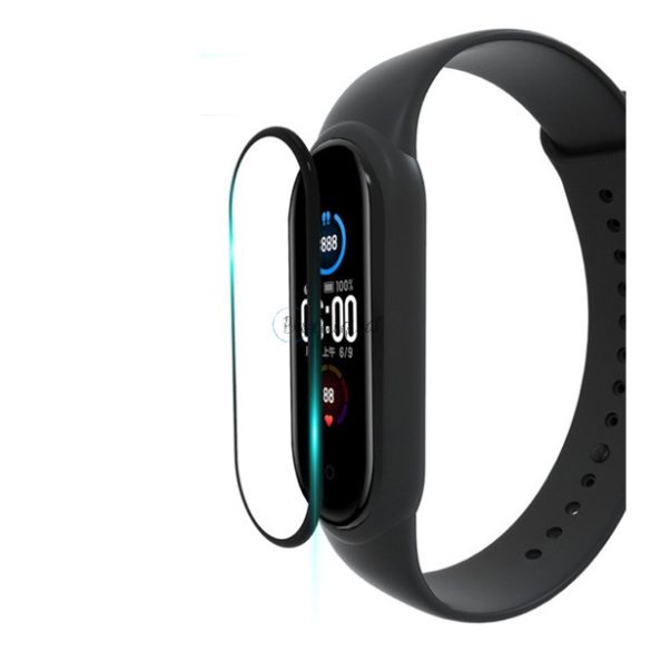 Kijelzővédő üveg (karcálló, 0.3mm, 9H) FEKETE Xiaomi Mi Band 5