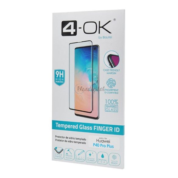 4-OK képernyővédő üveg (3D, íves, karcálló, tokbarát, ujjlenyomat olvasó, 9H) ÁTLÁTSZÓ Huawei P40 Pro+ 5G, Huawei P40 Pro 5G