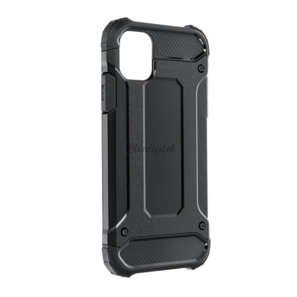 Defender műanyag telefonvédő (közepesen ütésálló, légpárnás sarok, szilikon belső, fémhatás) FEKETE Apple iPhone 12 mini