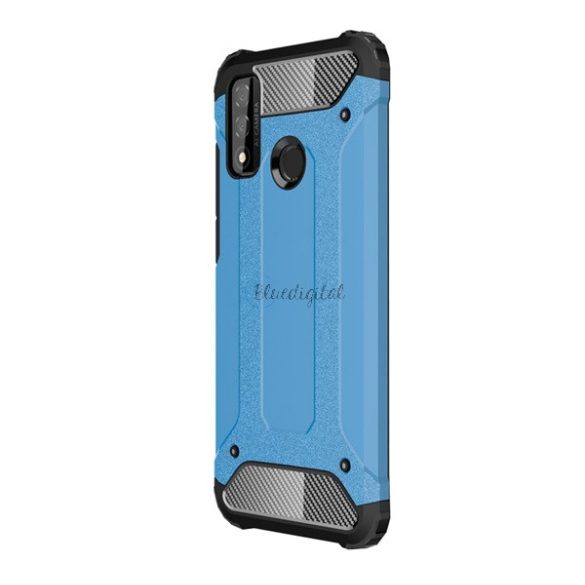 Defender műanyag telefonvédő (közepesen ütésálló, légpárnás sarok, szilikon belső, fémhatás) VILÁGOSKÉK Huawei P Smart (2020)