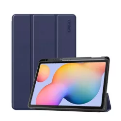   ENKAY tok álló, bőr hatású (aktív FLIP, oldalra nyíló, TRIFOLD, asztali tartó, ceruza tartó) SÖTÉTKÉK Samsung Galaxy Tab S6 Lite 10.4 WIFI (SM-P610), Samsung Galaxy Tab S6 Lite 10.4 LTE (SM-P615)
