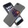 Műanyag telefonvédő (közepesen ütésálló, bankkártya tartó, textil bevonat, bőr hatású hátlap) SZÜRKE Apple iPhone 7 4.7, Apple iPhone 8 4.7, Apple iPhone SE 2 (2020), Apple iPhone SE 3 