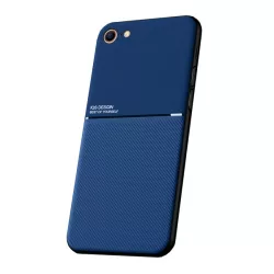   Műanyag telefonvédő (szilikon keret, közepesen ütésálló, beépített fémlemez, bőr hatású hátlap, csíkos minta) SÖTÉTKÉK Apple iPhone 8 4.7, Apple iPhone 7 4.7, Apple iPhone SE 2 (202