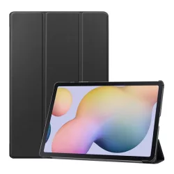   Tok álló, bőr hatású (aktív FLIP, oldalra nyíló, TRIFOLD, asztali tartó) FEKETE Samsung Galaxy Tab S7 Plus WIFI 5G (SM-T976)