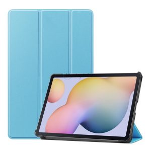 Tok álló, bőr hatású (aktív FLIP, oldalra nyíló, TRIFOLD, asztali tartó) VILÁGOSKÉK Samsung Galaxy Tab S7 LTE 5G (SM-T876), Samsung Galaxy Tab S7 LTE (SM-T875), Samsung Galaxy Tab S7 WIFI (SM-T870), Samsung Galaxy Tab S8 WIFI (SM-X700), Samsung Galax