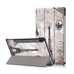   Tok álló, bőr hatású (aktív FLIP, oldalra nyíló, TRIFOLD, asztali tartó, ceruza tartó, Eiffel toronY) VILÁGOSSZÜRKE Samsung Galaxy Tab S7 WIFI (SM-T870), Samsung Galaxy Tab S7 LTE 5G (SM-T876), Samsung Galaxy Tab S7 LTE (SM-T875), Samsung Galaxy Tab 
