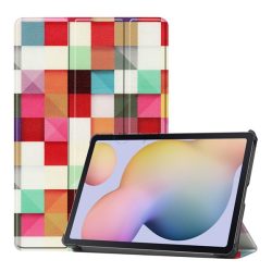   Tok álló, bőr hatású (aktív FLIP, oldalra nyíló, TRIFOLD, asztali tartó, kockás) SZÍNES Samsung Galaxy Tab S7 LTE (SM-T875), Samsung Galaxy Tab S7 WIFI (SM-T870), Samsung Galaxy Tab S7 LTE 5G (SM-T876), Samsung Galaxy Tab S8 WIFI (SM-X700), Samsung G