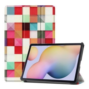 Tok álló, bőr hatású (aktív FLIP, oldalra nyíló, TRIFOLD, asztali tartó, kockás) SZÍNES Samsung Galaxy Tab S7 LTE (SM-T875), Samsung Galaxy Tab S7 WIFI (SM-T870), Samsung Galaxy Tab S7 LTE 5G (SM-T876), Samsung Galaxy Tab S8 WIFI (SM-X700), Samsung G