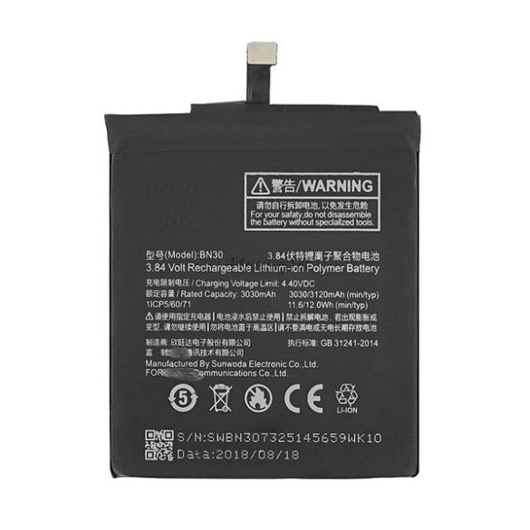 Akku 3030mAh LI-Polymer (BN30 kompatibilis) Xiaomi Redmi 4A (4A Pro)