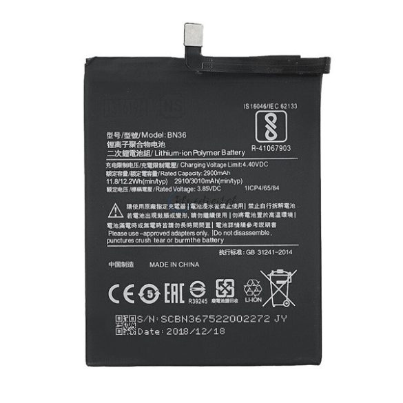 Akku 3010 mAh LI-Polymer (BN36 kompatibilis) Xiaomi Mi A2 (Mi 6X)