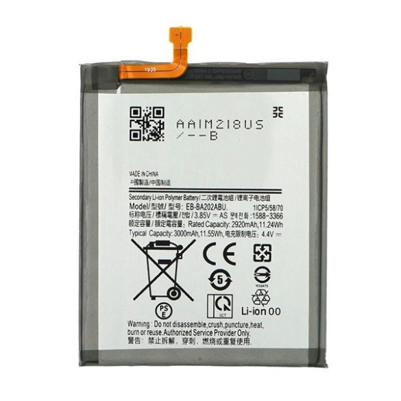 Akku 3000mAh LI-Polymer (EB-BA202ABU/GH82-20188A kompatibilis) Samsung Galaxy A20e (SM-A202F)