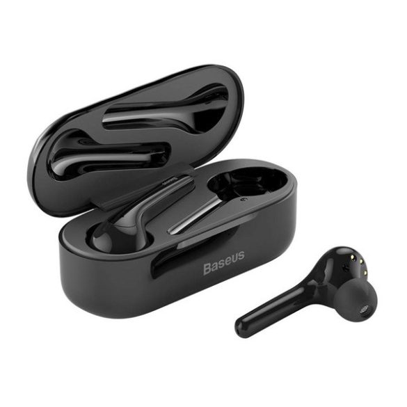 BASEUS ENCOK TURE bluetooth fülhallgató SZTEREO (v5.0, TWS, mikrofon, zajszűrő, LED kijelző + töltőtok) FEKETE