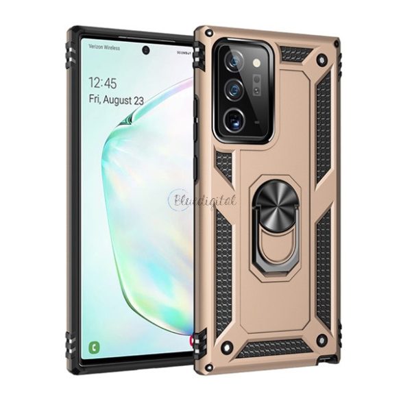 Defender műanyag telefonvédő (közepesen ütésálló, szilikon belső, telefontartó gyűrű, beépített fémlemez) ARANY Samsung Galaxy Note 20 (SM-N980F), Samsung Galaxy Note 20 5G (SM-N981F)