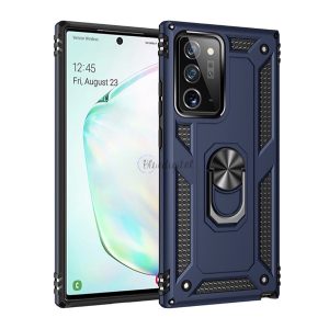 Defender műanyag telefonvédő (közepesen ütésálló, szilikon belső, telefontartó gyűrű, beépített fémlemez) SÖTÉTKÉK Samsung Galaxy Note 20 5G (SM-N981F), Samsung Galaxy Note 20 (SM-N9
