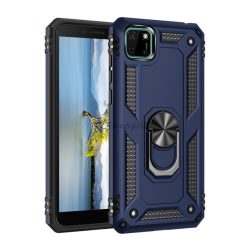   Defender műanyag telefonvédő (közepesen ütésálló, szilikon belső, telefontartó gyűrű, beépített fémlemez) SÖTÉTKÉK Huawei Y5p, Honor 9S
