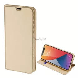   DUX DUCIS SKIN PRO tok álló, bőr hatású (FLIP, oldalra nyíló, bankkártya tartó, asztali tartó funkció) ARANY Apple iPhone 12 mini
