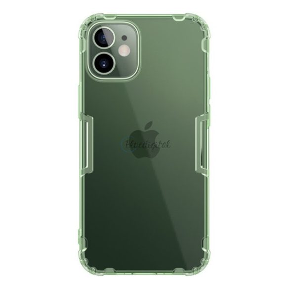 NILLKIN NATURE szilikon telefonvédő (közepesen ütésálló, légpárnás sarok, 0.6 mm, ultravékony) SÖTÉTZÖLD Apple iPhone 12 mini