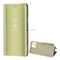   Tok álló (aktív FLIP, oldalra nyíló, asztali tartó funkció, tükrös felület, Mirror View Case) ARANY Apple iPhone 12 mini