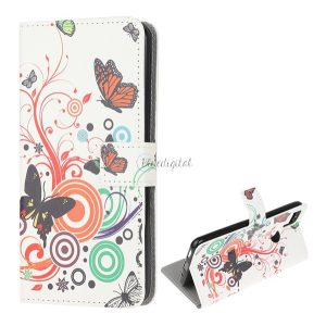 Tok álló, bőr hatású (FLIP, oldalra nyíló, asztali tartó funkció, pillangó, kör minta) FEHÉR Xiaomi Redmi 9C