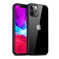   IPAKY telefonvédő szilikon keret (BUMPER, közepesen ütésálló, légpárnás sarok, akril hátlap) FEKETE Apple iPhone 12 mini
