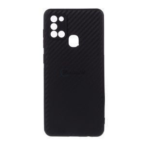 Szilikon telefonvédő (karbon minta) FEKETE Samsung Galaxy A21s (SM-A217F)