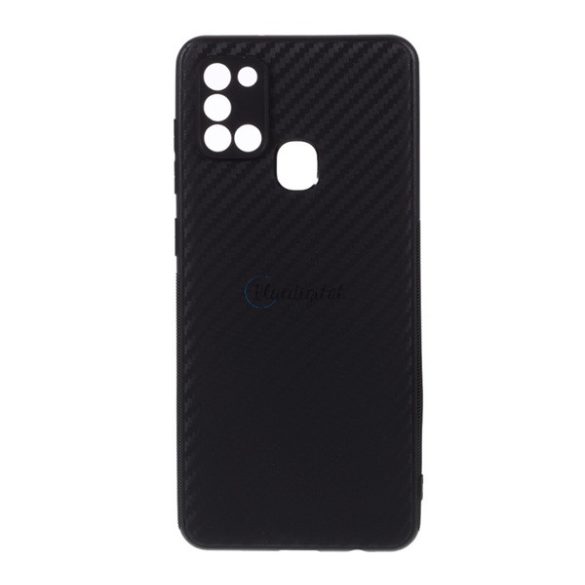 Szilikon telefonvédő (karbon minta) FEKETE Samsung Galaxy A21s (SM-A217F)