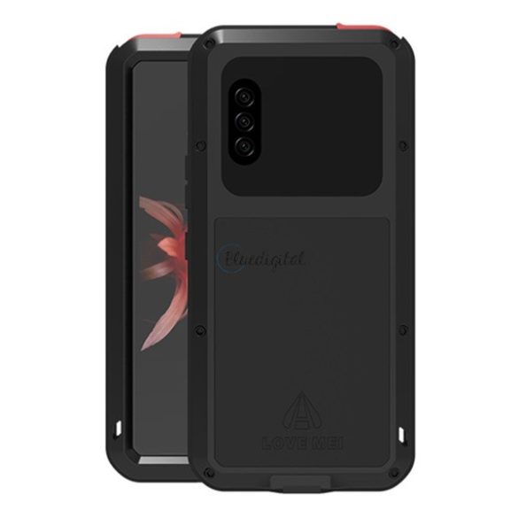 LOVE MEI Powerful defender telefonvédő (fém keret, extrém ütésálló, cseppálló, porálló + Gorilla Glass üveg) FEKETE Sony Xperia 10 II (XQ-AU5)