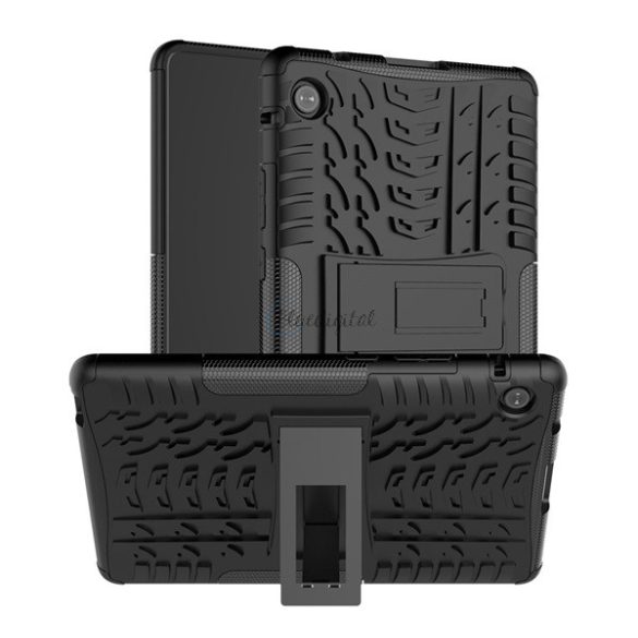 Defender műanyag telefonvédő (közepesen ütésálló, szilikon belső, kitámasztó, autógumi minta) FEKETE Huawei MatePad T8