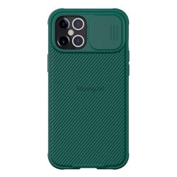   NILLKIN CAMSHIELD PRO műanyag telefonvédő (szilikon keret, közepesen ütésálló, kamera védelem, csíkos minta) SÖTÉTZÖLD Apple iPhone 12 Pro Max