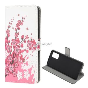 Tok álló, bőr hatású (FLIP, oldalra nyíló, asztali tartó funkció, virágminta) FEHÉR Samsung Galaxy S20 FE (SM-G780)