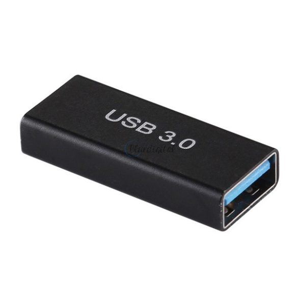 Adapter (USB 3.0+USB 3.0 aljzat, pendrive csatlakoztatásához, OTG) FEKETE