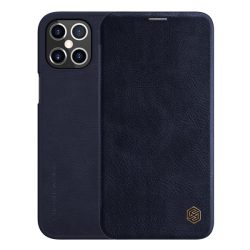   NILLKIN QIN tok álló, bőr hatású (FLIP, oldalra nyíló, bankkártya tartó) SÖTÉTKÉK Apple iPhone 12 Pro Max