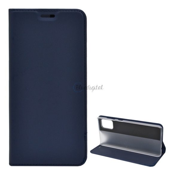 Tok álló, bőr hatású (FLIP, oldalra nyíló, asztali tartó funkció) SÖTÉTKÉK Samsung Galaxy A31 (SM-A315F)