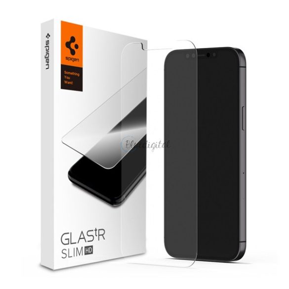 SPIGEN TR SLIM HD képernyővédő üveg (2.5D, karcálló, tok barát, ujjlenyomat mentes, ultravékony, 0.2mm, 9H) ÁTLÁTSZÓ Apple iPhone 12 Pro Max