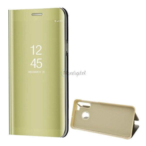 Tok álló (aktív FLIP, oldalra nyíló, asztali tartó funkció, tükrös felület, Mirror View Case) ARANY Samsung Galaxy A21 (SM-A210F)
