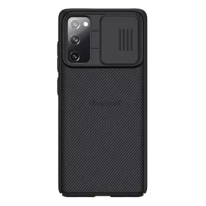 NILLKIN CAMSHIELD műanyag telefonvédő (szilikon keret, közepesen ütésálló, kamera védelem, csíkos) FEKETE Samsung Galaxy S20 FE (SM-G780)