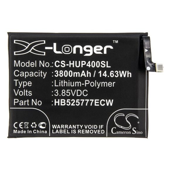 CAMERON SINO Li-Polymer akku (3.85V/3800mAh, Huawei HB525777ECW kompatibilis) FEKETE Huawei P40