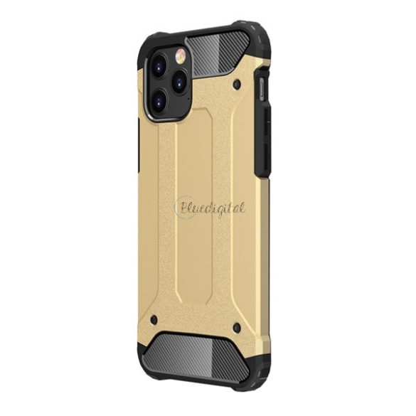 Defender műanyag telefonvédő (közepesen ütésálló, légpárnás sarok, szilikon belső, fémhatás) ARANY Apple iPhone 12, Apple iPhone 12 Pro